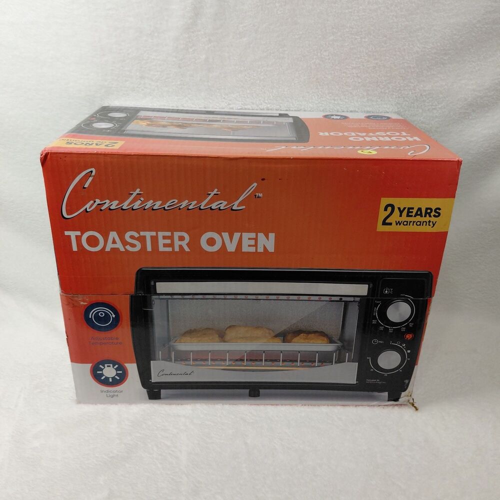New Continental Countertop Toaster Oven 4 Slice Compact Electric Broiler Black